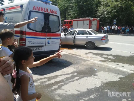 Mingəçevirdə təcili tibbi yardım maşını iki avtomobillə toquşub, 9 nəfər xəsarət alıb - YENİLƏNİB - FOTO