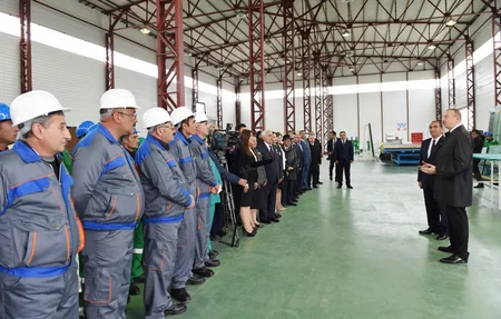 Prezident İlham Əliyev Ağstafada “Karvan-L EKO” sənaye parkında inşası başa çatdırılan müəssisələrin və istixana kompleksinin açılışında iştirak edib