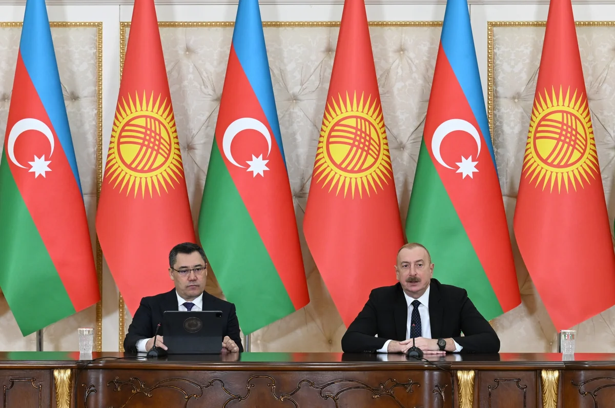 President Ilham Aliyev and President Sadyr Zhaparov make press statements