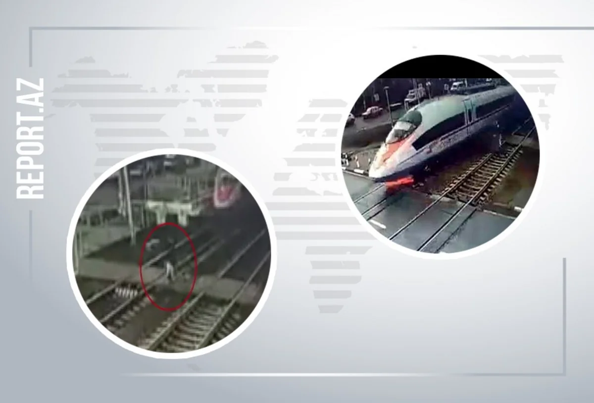 Rusiyada sürət qatarı piyadanı belə vurdu - VİDEO