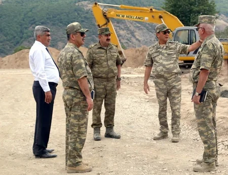 Azerbaijan Defense Minister visited several military units being under construction in the frontline zone -  VIDEO