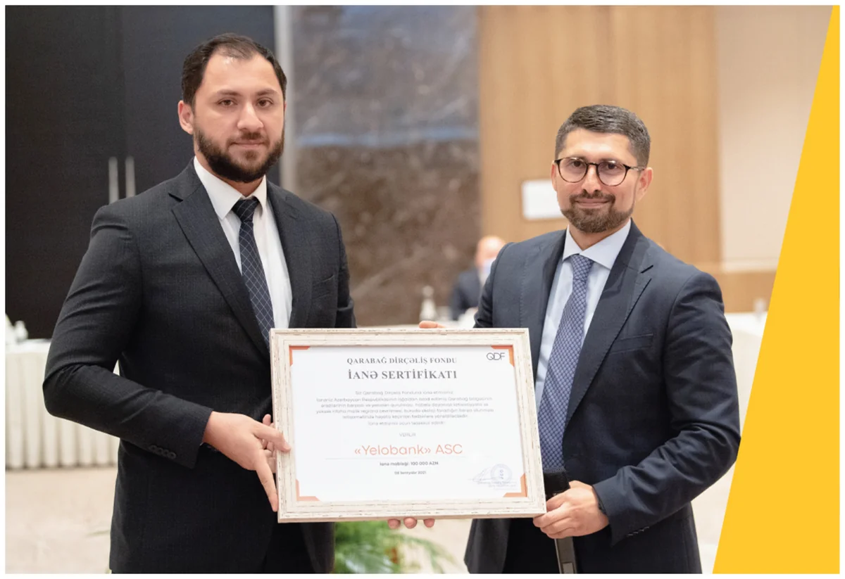 Yelo Bank Qarabağ Dirçəliş Fondunun Sertifikatı ilə təltif olunub  