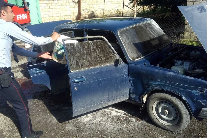 Qubada avtomobil yanıb