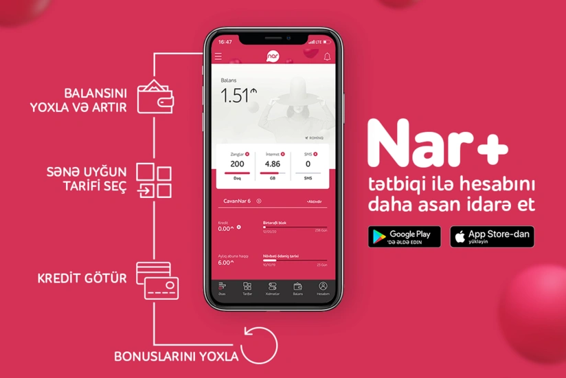 “Nar+” tətbiqindən istifadə edənlərin sayı 300 mini ötüb
