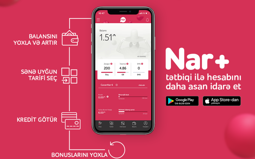 “Nar+” tətbiqindən istifadə edənlərin sayı 300 mini ötüb