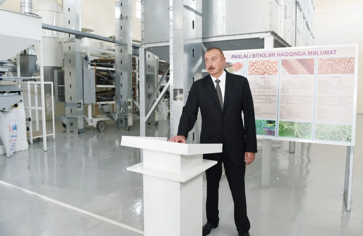 Prezident “Avanqard” MMC-nin dənli və paxlalı bitkilərin təmizlənməsi və qablaşdırılması müəssisəsinin açılışında iştirak edib