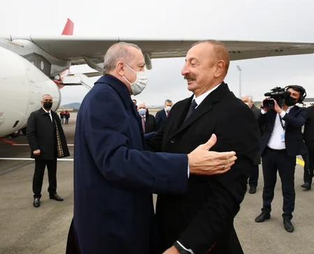 Ərdoğanı Zəngilanda Prezident İlham Əliyev qarşılayıb