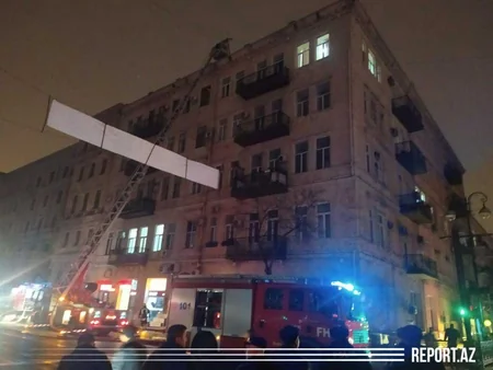 Bakıda yaşayış binasında yanğın olub - FOTO - VİDEO