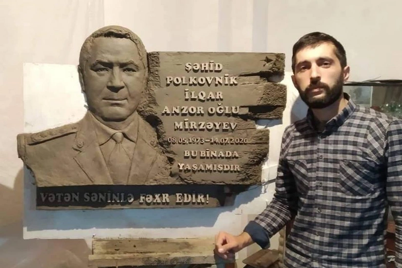 Şəhid polkovnik İlqar Mirzəyevin barelyefi hazırlanır