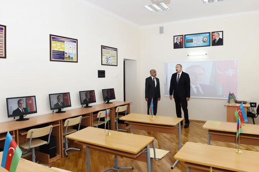 President Ilham Aliyev views conditions created at secondary school No 192 in Zabrat after major overhaul