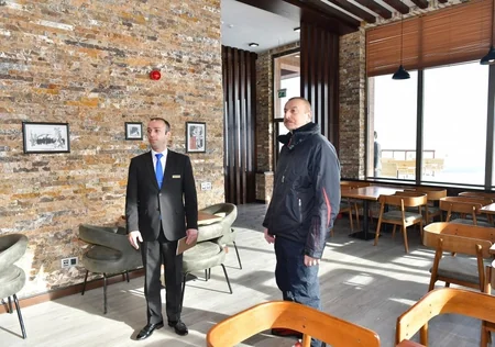 President Ilham Aliyev and first lady Mehriban Aliyeva viewed work done at Shahdag Tourism Center