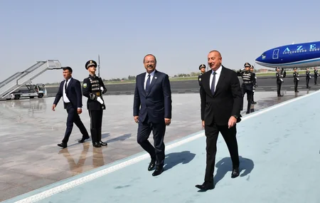 President of Azerbaijan Ilham Aliyev arrives in Uzbekistan