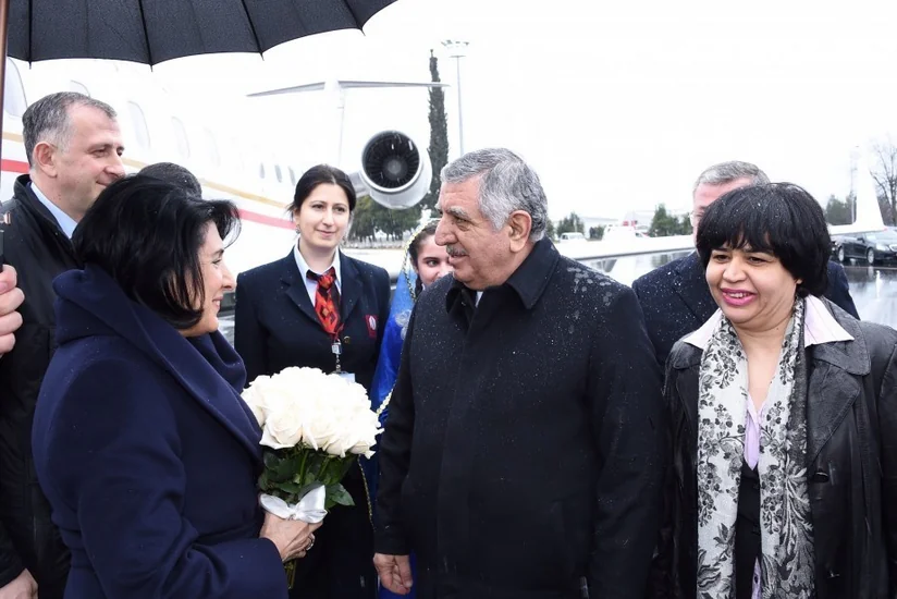 Georgian President Salome Zourabichvili arrives in Gakh district
