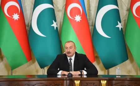 President Ilham Aliyev and Prime Minister Muhammad Shehbaz Sharif make press statements