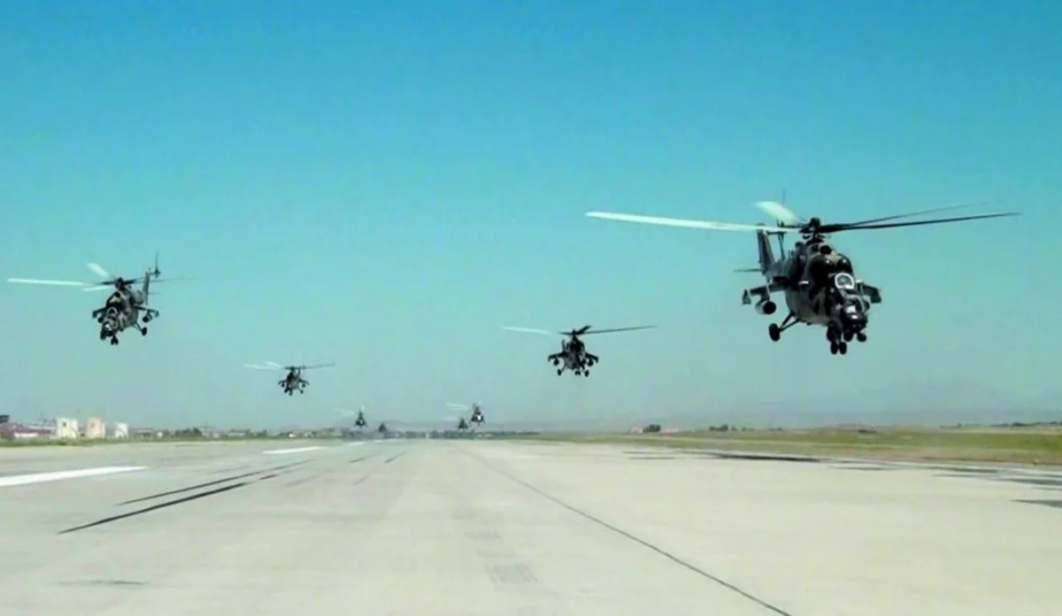 Training flights held in aviation military unit of Separate Combined-Arms Army