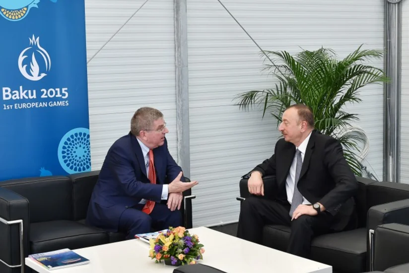 ​İlham Əliyev Beynəlxalq Olimpiya Komitəsinin prezidenti ilə görüşüb