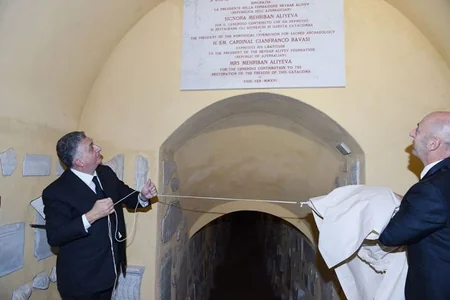 ​Heydər Əliyev Fondunun prezidenti Vatikanda Müqəddəs Marçellinio və Pietro katakombalarının açılış mərasimində iştirak edib