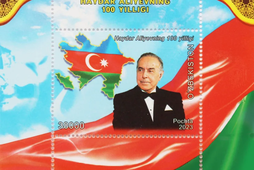 Özbəkistanda Heydər Əliyevin 100 illik yubileyi münasibətilə xatirə poçt markası buraxılıb