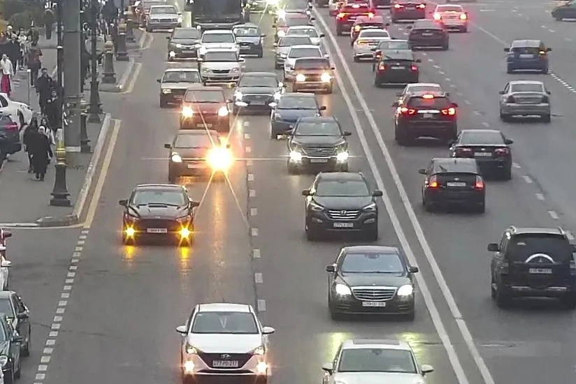 Bakının bir sıra yollarında tıxac yaranıb