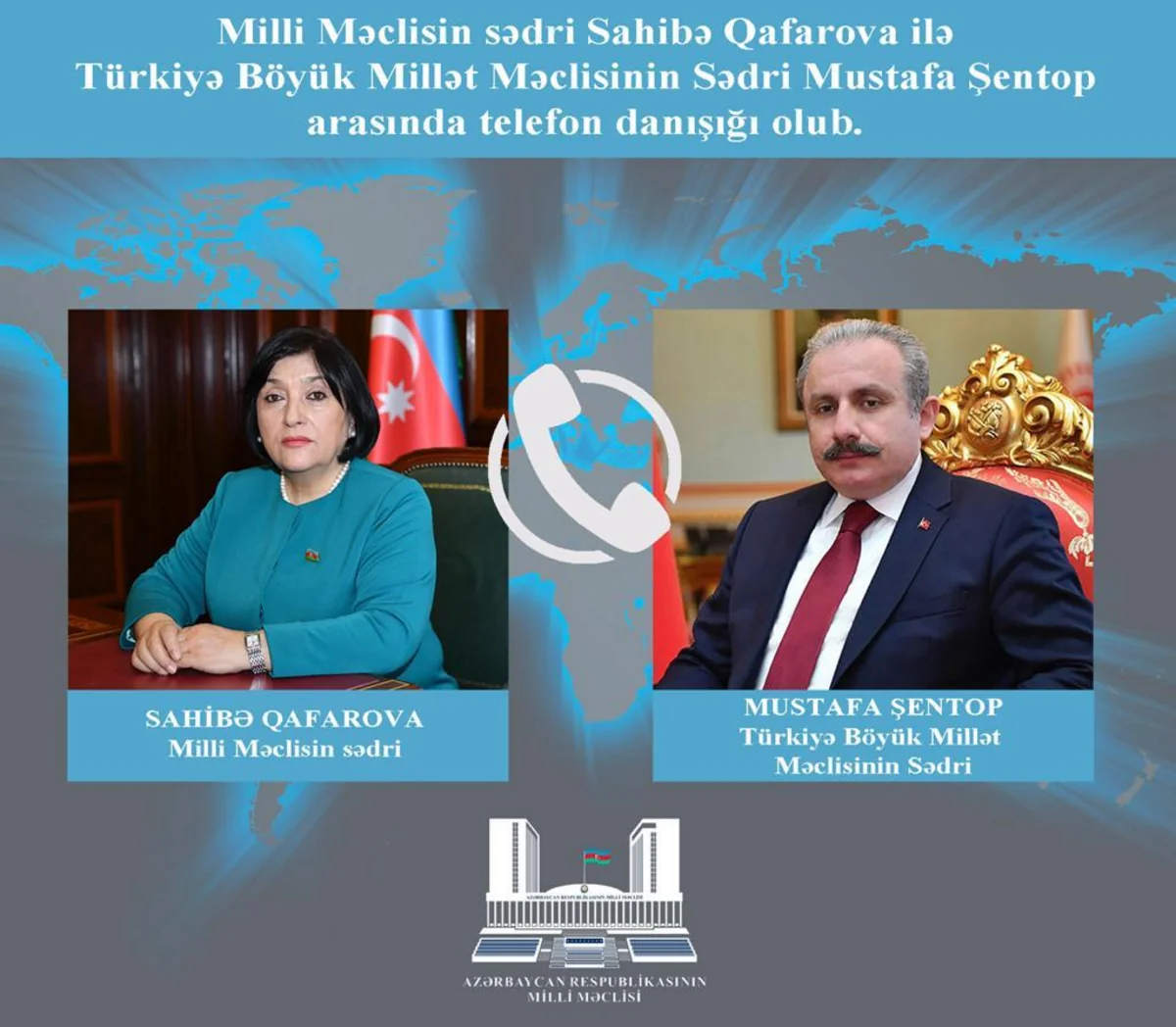 Azərbaycan və Türkiyə parlament sədrləri telefonla danışıb 