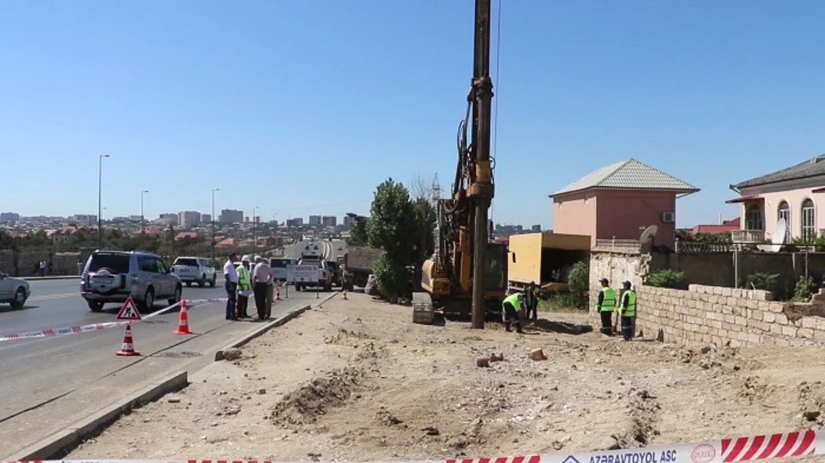 Sabunçuda yerüstü piyada keçidi inşa olunur - FOTO - VİDEO