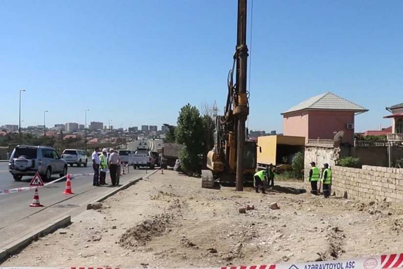 Sabunçuda yerüstü piyada keçidi inşa olunur - FOTO - VİDEO