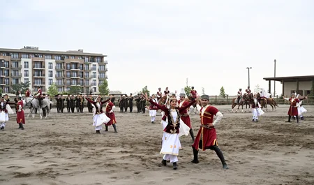 Participants of 17th ECO Summit watch Victory show of Karabakh horses at Aghdam's Imarat Complex