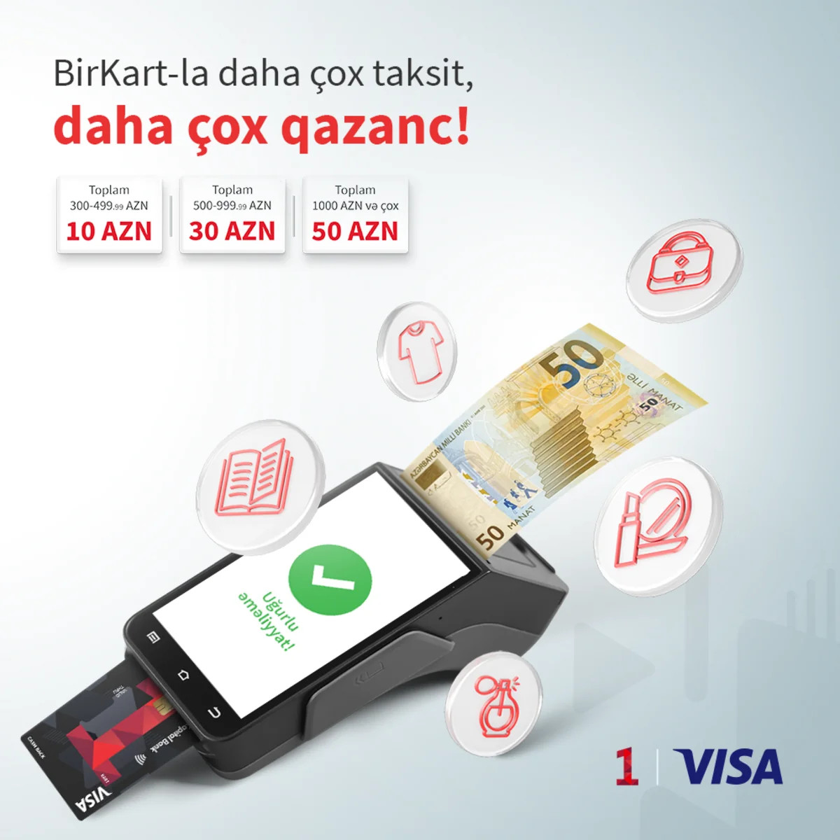 BirKartla taksitli alış-veriş 50 manatadək vəsait qazandırır