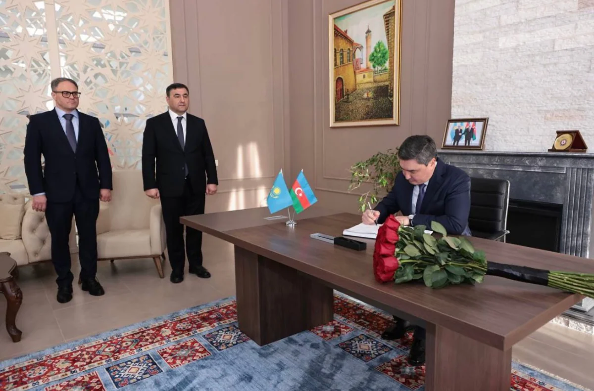 Kazakhstan's Prime Minister Bektenov leaves note in book of condolences at Azerbaijani Embassy in Astana