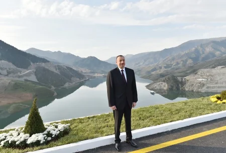 President Ilham Aliyev attended the opening of Shamkirchay water reservoir