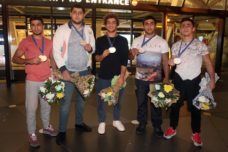 Avropa çempionatından qayıdan Azərbaycan cüdoçuları üçün qarşılanma mərasimi keçirilib