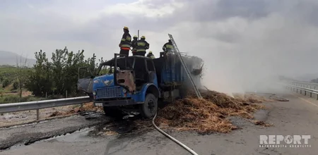 Göygöl rayonunda yük maşını yanıb - VİDEO - ƏLAVƏ OLUNUB