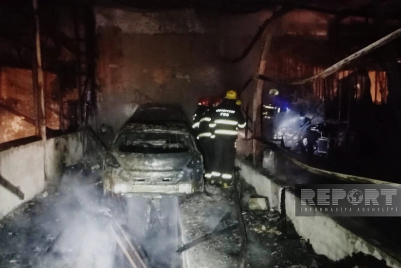 Gəncədəki avtomobil sexində 5 boks və bir avtomobil yanıb - YENİLƏNİB - 2