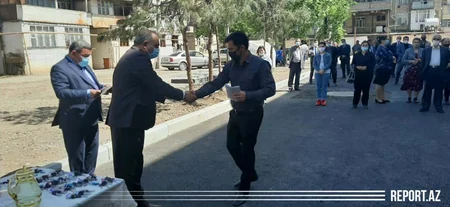 Gəncədə partlayışda dağılan yaşayış binasının yerində yenisi istifadəyə verilib