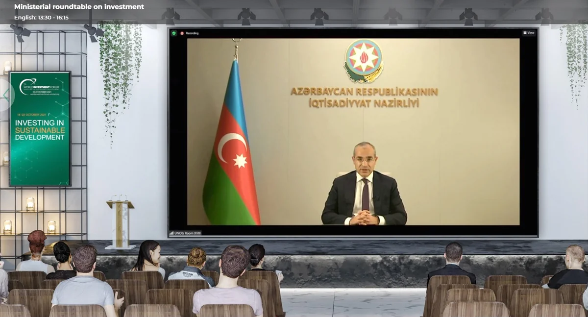 İqtisadiyyat naziri 7-ci Dünya İnvestisiya Forumunda çıxış edib