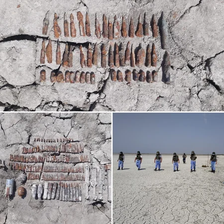 Biləsuvarda 49 ədəd müxtəlif növ partlamamış hərbi sursat aşkar olunub