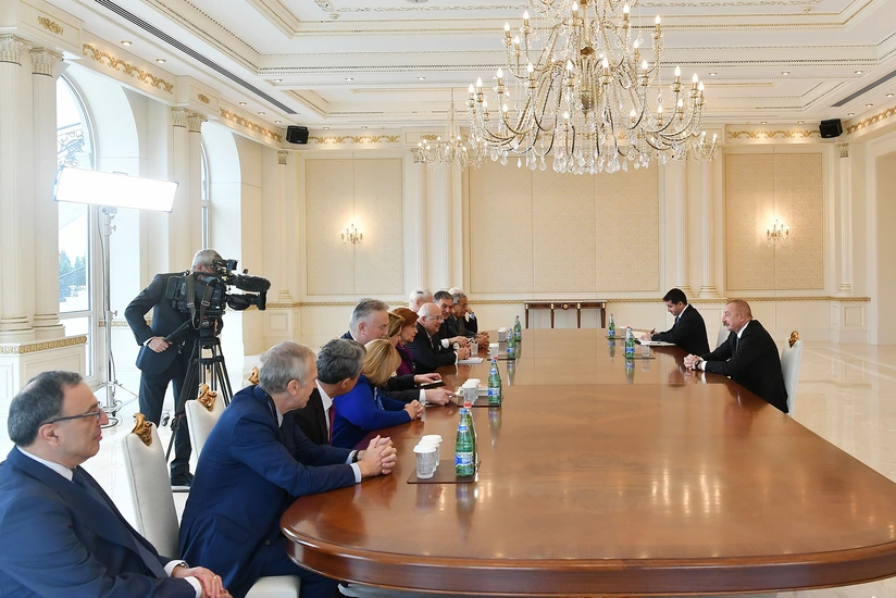 Ilham Aliyev receives co-chairs and members of Board of Nizami Ganjavi International Center