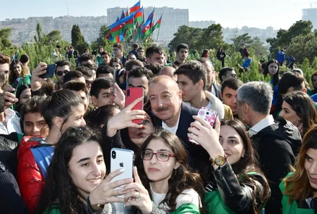President Ilham Aliyev and first lady Mehriban Aliyeva attended tree-planting campaign in Khatai district, Baku