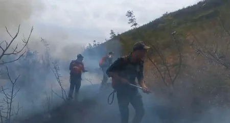 Şamaxıda dağlıq ərazidə yanğın olub