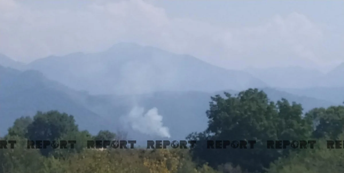 Work to extinguish fire in mountaneous area in Gabala continues