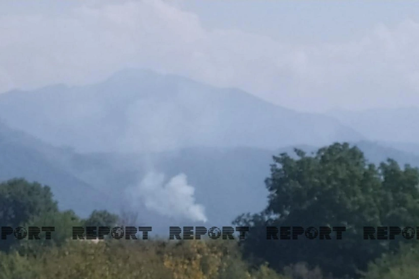 Work to extinguish fire in mountaneous area in Gabala continues