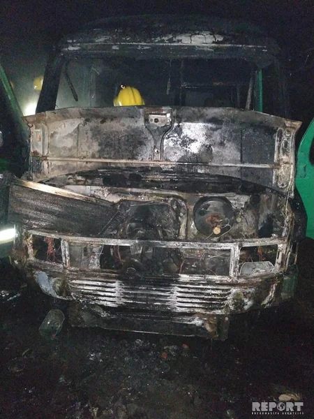 Göyçayda mikroavtobus yanıb - FOTO
