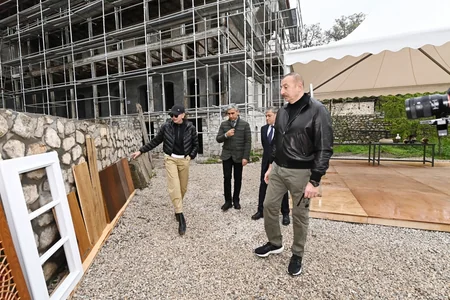 President and First Lady view restoration work to be carried out by Heydar Aliyev Foundation in Shusha