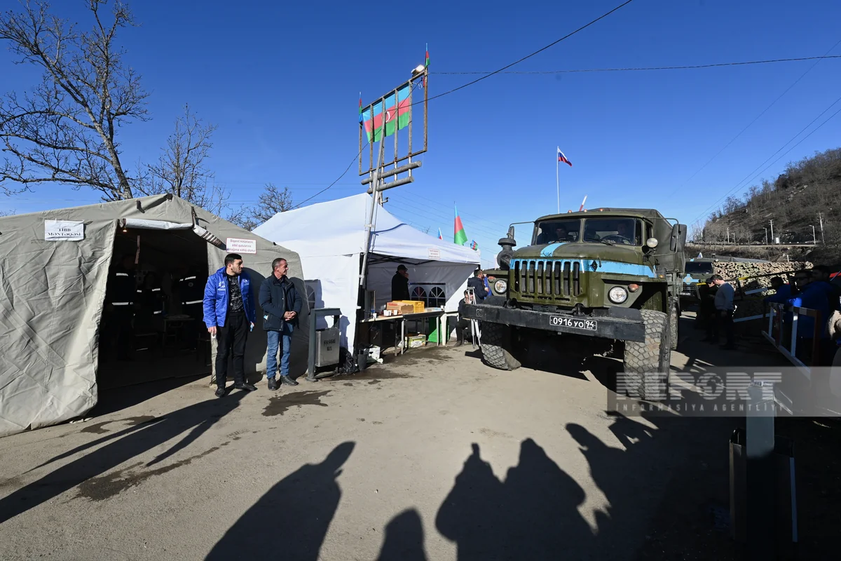 Security vehicles of Russian peacekeepers moving freely on Khankandi-Lachin road