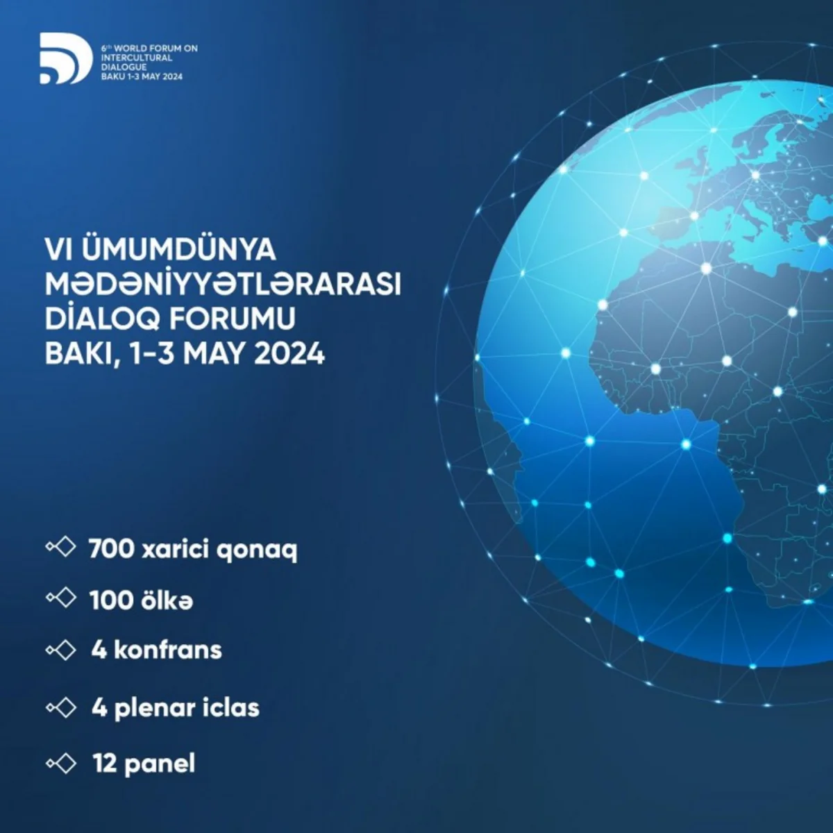 VI Ümumdünya Mədəniyyətlərarası Dialoq Forumuna 700 qonaq qatılacaq