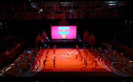 President Ilham Aliyev and first lady Mehriban Aliyeva attend opening of Rhythmic Gymnastics World Championships