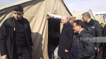 Turkish interior minister visits base point of Azerbaijani rescuers