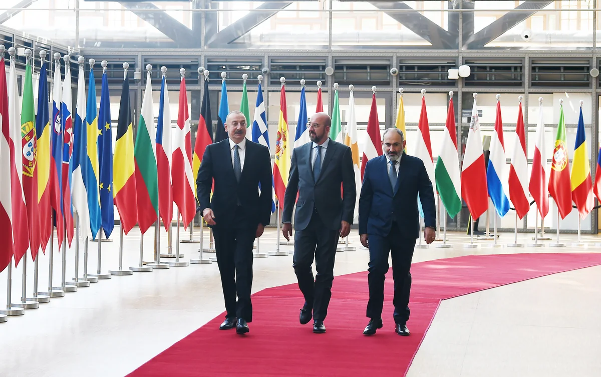 Ilham Aliyev meets Charles Michel, Nikol Pashinyan in Brussels
