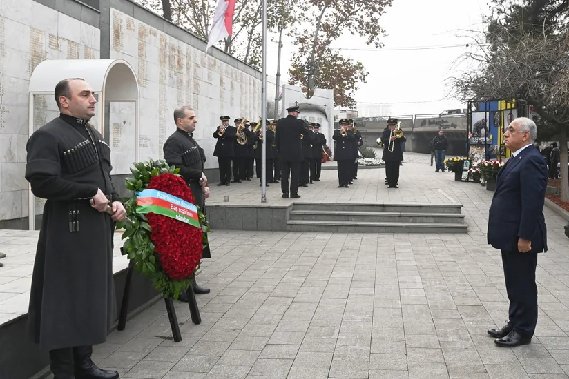Əli Əsədov Tbilisidə Qəhrəmanlar abidəsini ziyarət edib