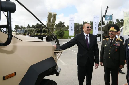 President Ilham Aliyev views 3rd Azerbaijan International Defense Exhibition ADEX 2018